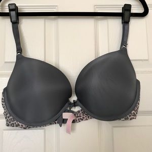 Gray/Leopard Victoria’s Secret Push Up Bra 38D